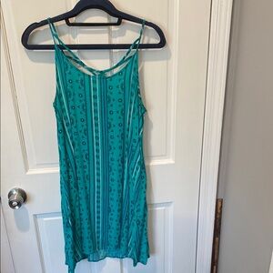 Teal Strappy Dress with Floral Pattern